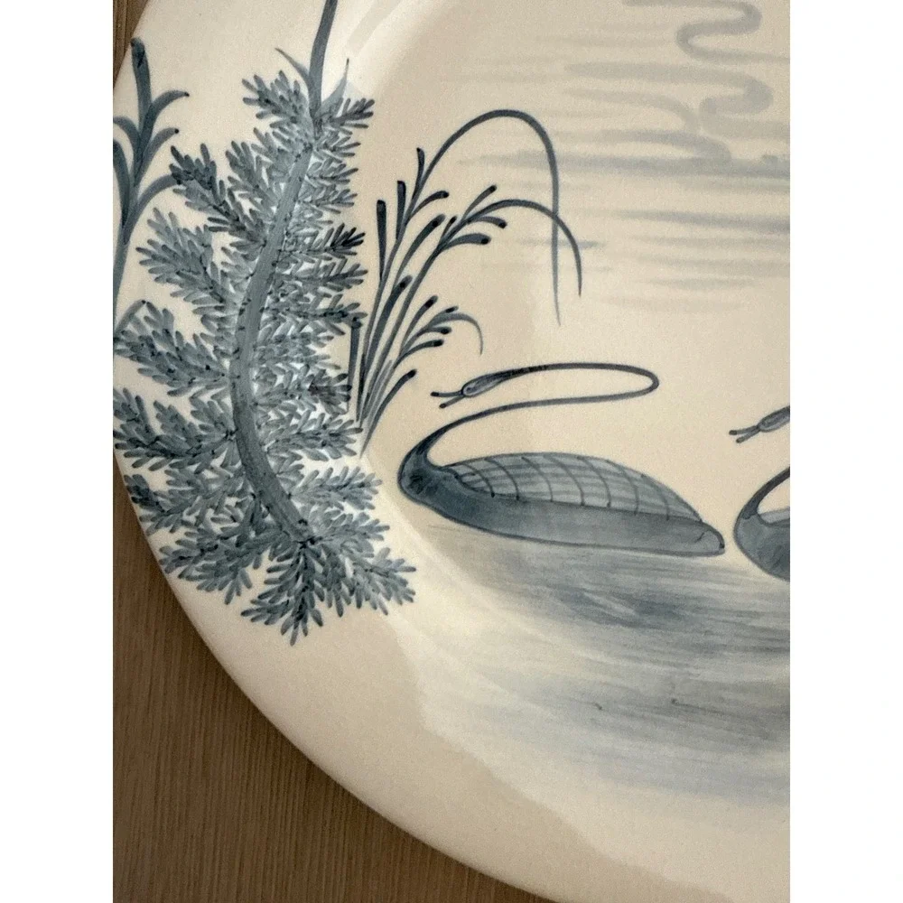Blue & White Swan Cottage Decorative Wall Plate 12